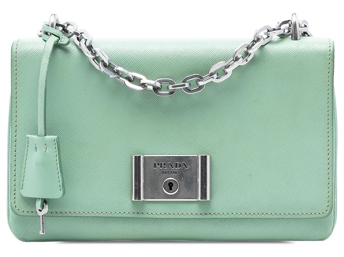 Prada Verde Saffiano Lux Cadeado Flap