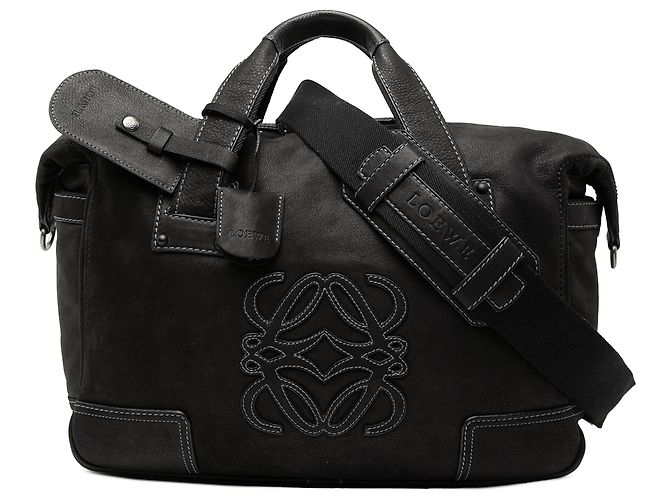 LOEWE Schwarze Nubuck Anagram-Handtasche