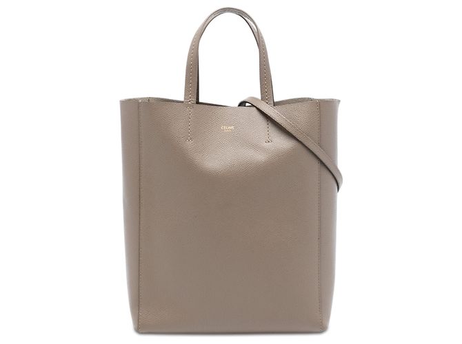 Céline Bolsa cabas vertical pequena em couro granulado marrom Celine Taupe
