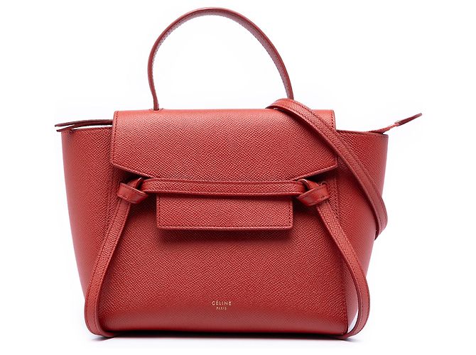 Belt Bag Céline Bolsa de cinto em couro de bezerro granulado vermelho Nano da Celine