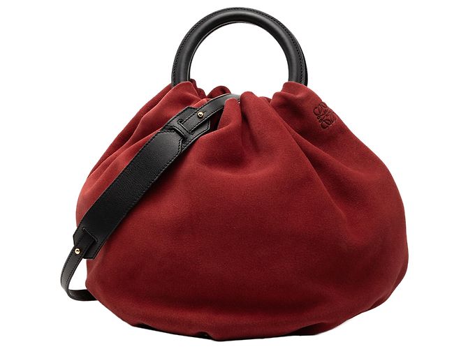 Borsa Bounce in suede rosso LOEWE Bordò