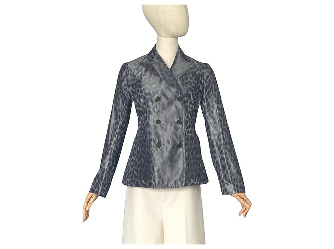 Christian Dior Leopard Print Silk Double-Breasted Blazer