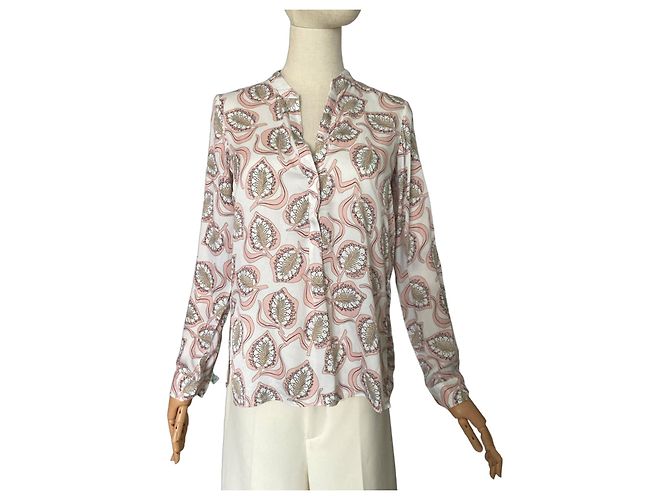 Autre Marque Blusa de seda estampada Hammerle Rosa Blanco