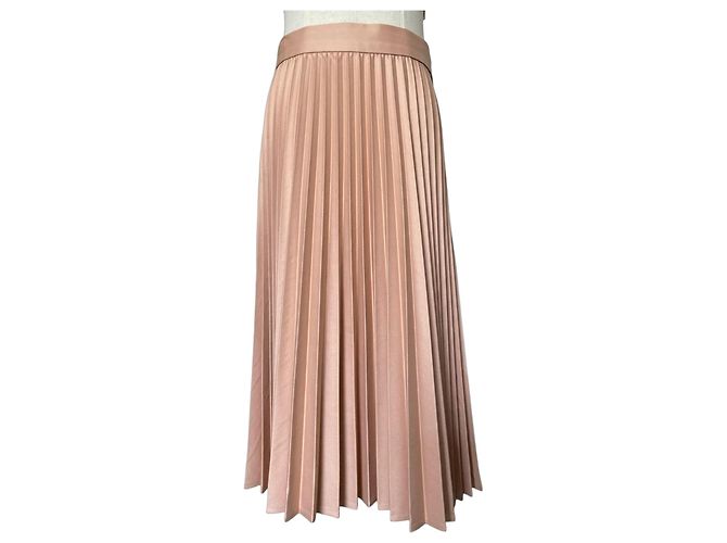Zara Plisierter Midirock Pfirsich Angeln