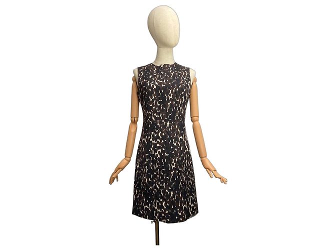 Vestido sem mangas com estampa de leopardo Tory Burch Marrom Preto Branco