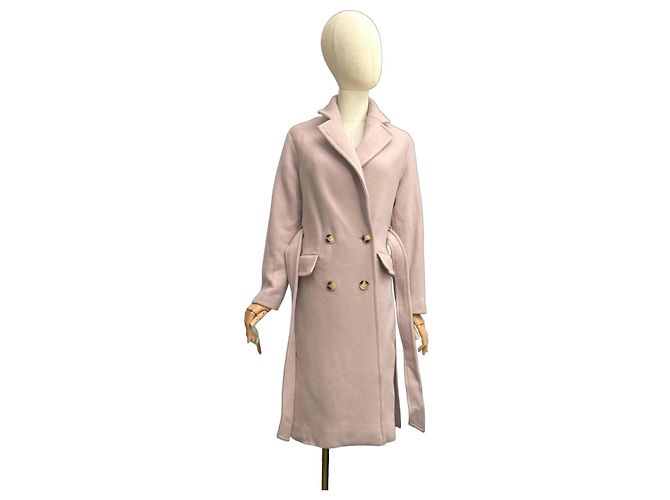 Pinko Beige Wool Blend Double-Breasted Coat