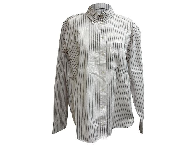 Camisa Listrada Anine Bing em Algodão Branco