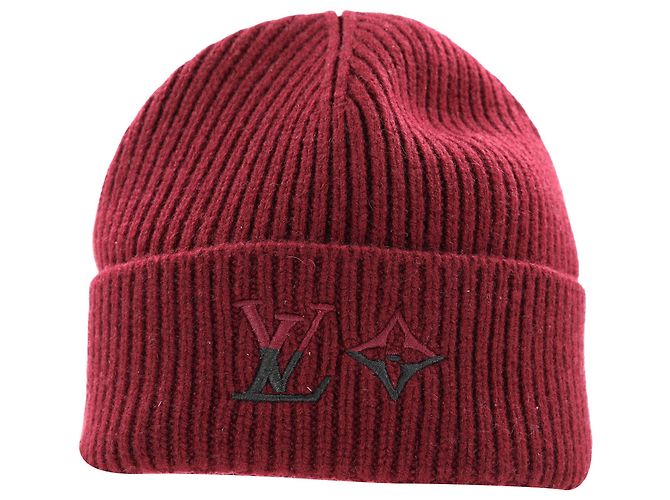 Gorro doble Louis Vuitton en cachemira burdeos Roja