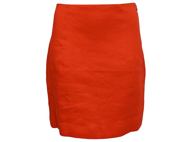Autre Marque Falda Mini Mani en Lino Naranja de Gauge81