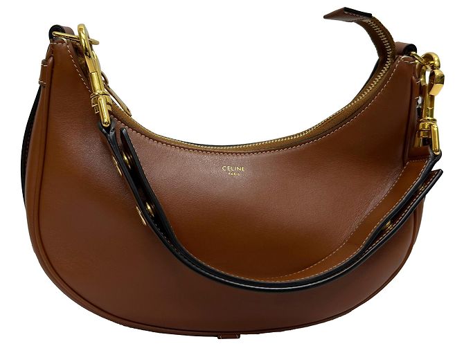 Céline Celine Medium Ava Shoulder Bag in Brown Calf Leather