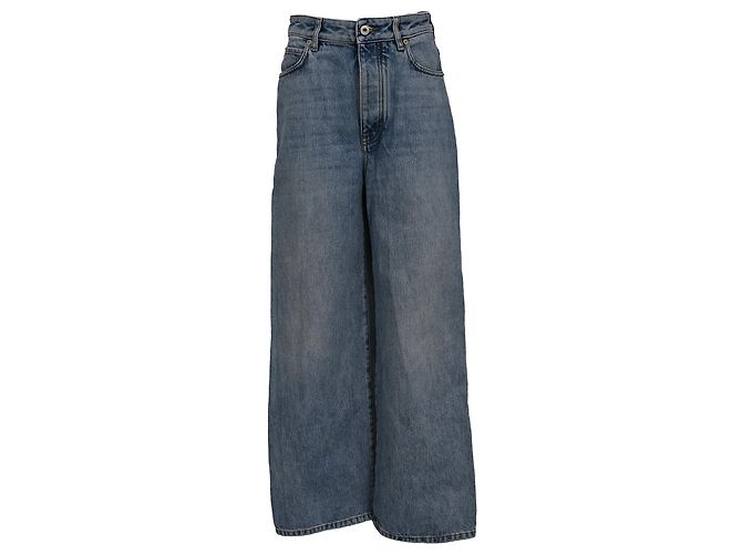 Jeans de cintura alta com pernas largas Loewe em algodão azul