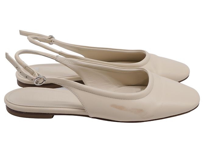 Aeyde Dani Slingback Ballet Flats in White Nappa Leather