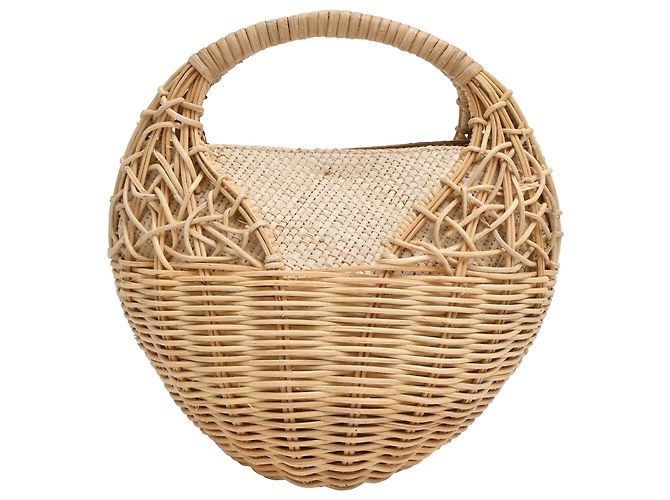 Bolsa de mão em rattan bege Ulla Johnson Seashell Basket
