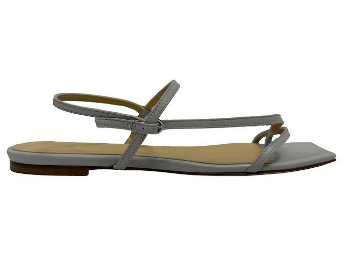 Aeyde Ella Toe-Post Sandals in Grey Leather