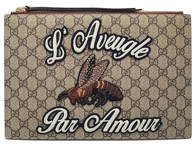 Gucci GG Supreme Bee Clutch Tasche Mehrfarben