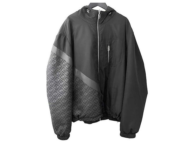 Fendi Reversible FF Nylon Windbreaker Jacke Schwarz 