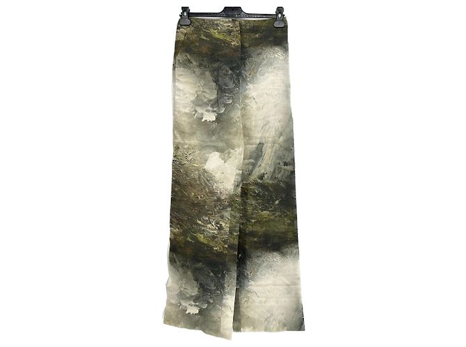 Acne Calça estampada em pintura verde