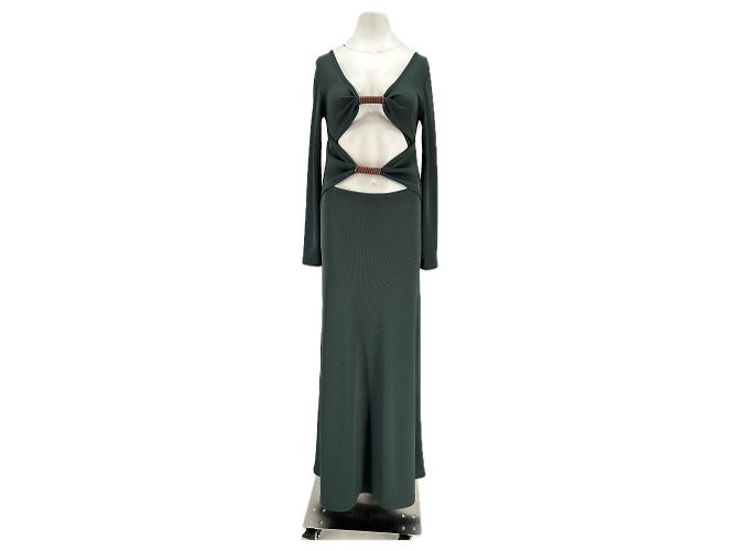 Autre Marque Dunkelgrünes Lochkleid