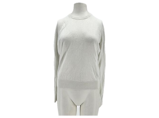 Camiseta blanca de manga larga de algodón Massimo Dutti Blanco