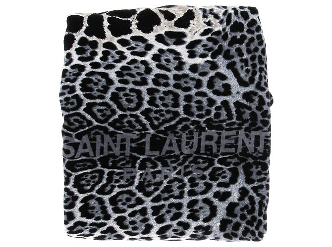 Saint Laurent Asciugamano da bagno leopardato Nero