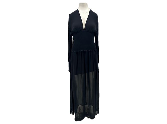 Autre Marque Langes schwarzes Kleid mit langen Ärmeln