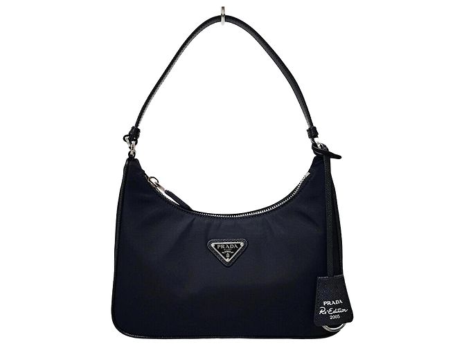 Prada Borsa Mini in Nylon Rieditata Nero