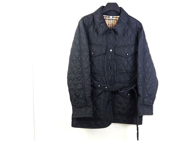 Burberry Diamantgestepptes Nylon-Canvas-Feldjacke Schwarz