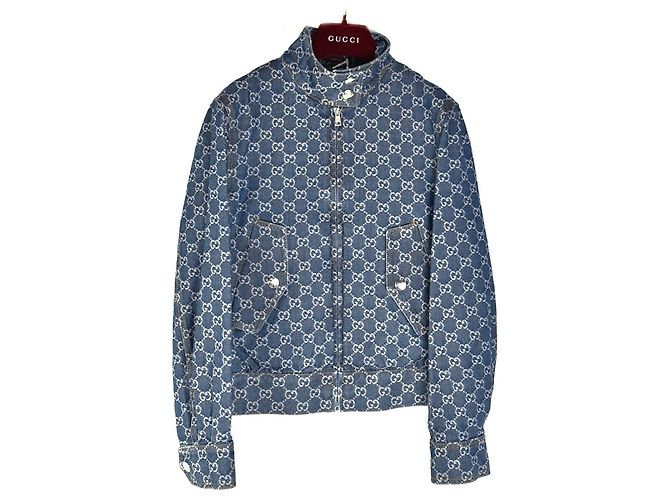 Gucci Giacca in denim jacquard Blu