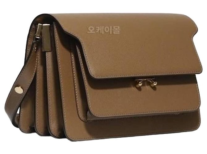 Marni Bolsa Trunk Saffiano Média Marrom
