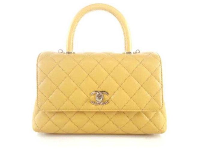 Chanel Bolsa Tote Caviar Coco Handle Bolsa de Ombro Dourado