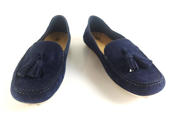 Loro Piana Dot Sole Suede Work Moccasin Black