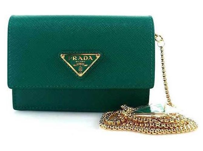 Prada Saffiano Chain Strap Card Holder Multiple colors