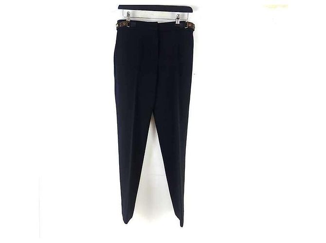 Louis Vuitton Monogram Belt Strap Classic Pants Black