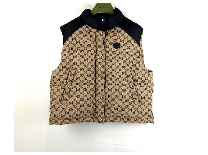Gucci Chaleco acolchado de lona de algodón Multicolor