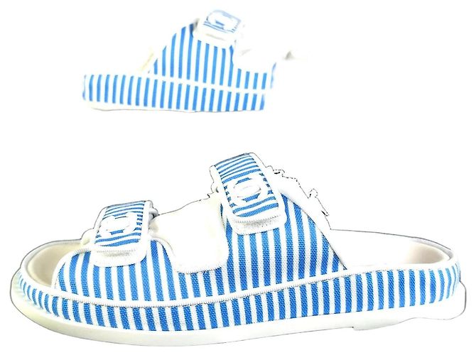 Chanel Sandali Velcro a Strisce Multicolore