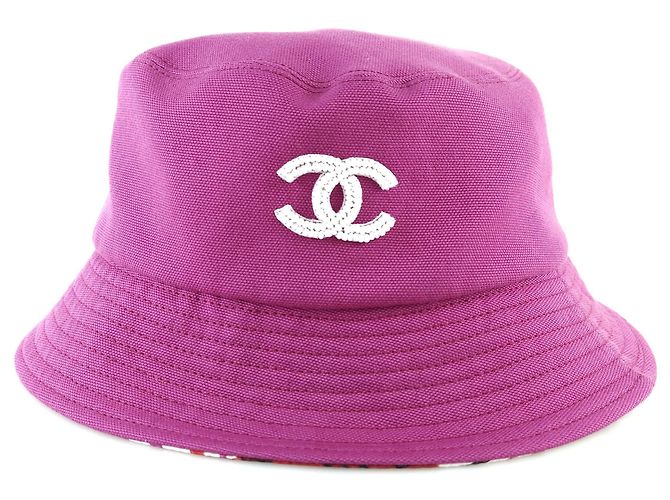 Chanel Cappello bucket con perline CC Rosa 