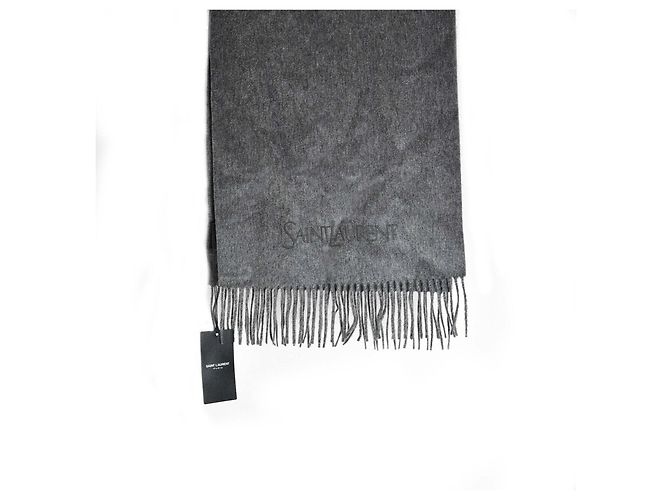 Saint Laurent Cachecol de cashmere bordado Marrom