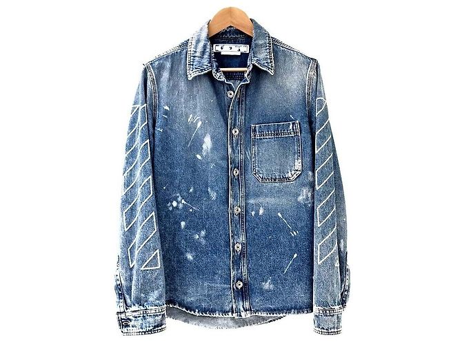 Off White Diag Denimjacke Blau