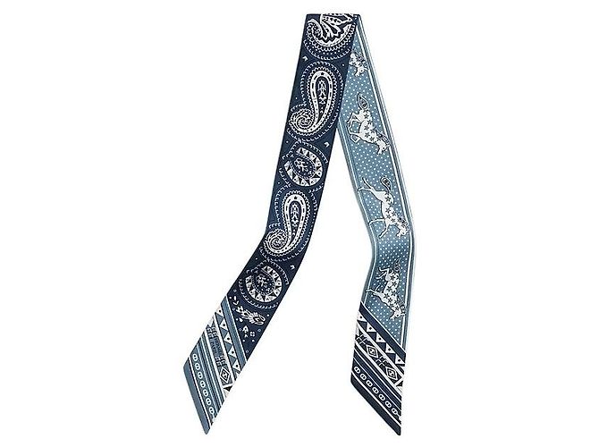 Hermès Twilly Seidentuch Blau