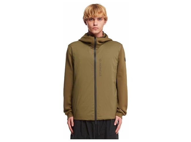 Moncler Moletom com capuz acolchoado com zíper Marrom
