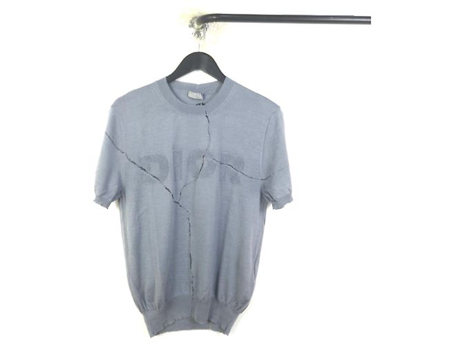 Dior Kurzarmstrickshirt mit Logo Weiß 