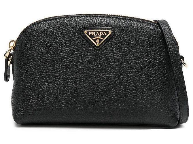 Prada Bolso de hombro de cuero negro