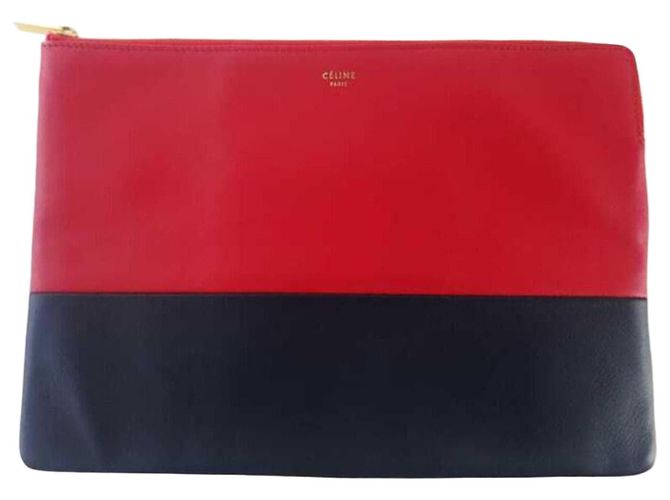 Céline Zweifarbige Clutch-Tasche Rot 