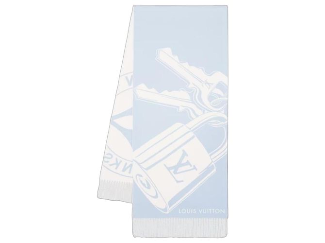 Cachecol Louis Vuitton Cadeado e Chave Branco