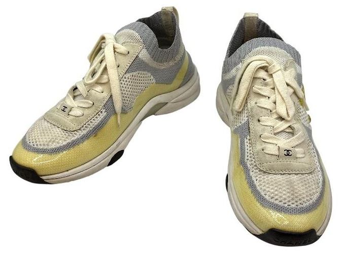 Chanel Damen Sneakers aus Mesh-Strick Weiß