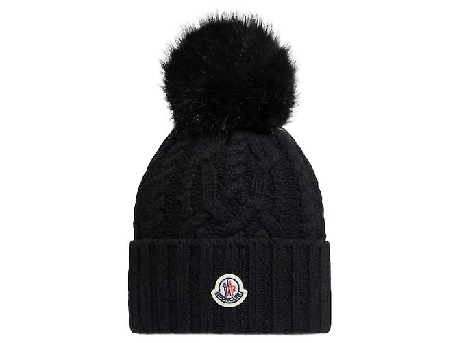 Moncler Gorro de mistura de caxemira com pompom Preto