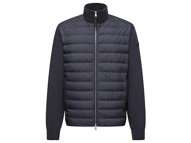 Moncler Gepolsterte Woll-Kaschmir-Zip-Cardigan Schwarz