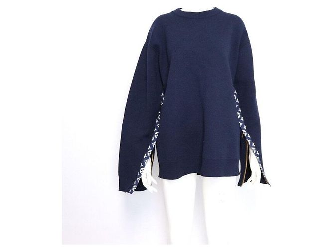 Louis Vuitton Camiseta de moletom com mangas abertas para mulheres Azul
