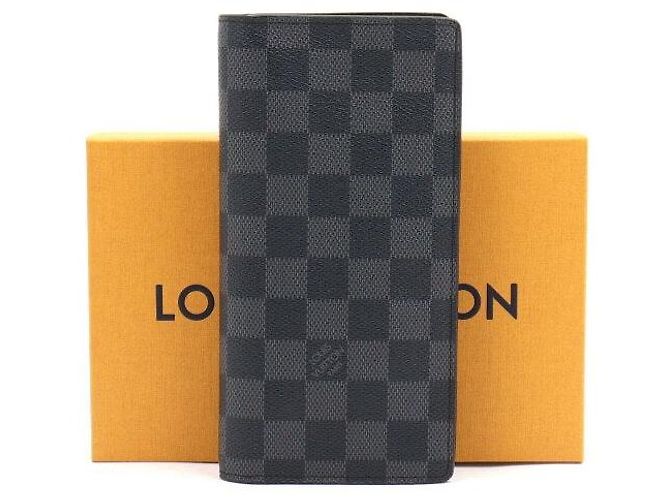Louis Vuitton Portafoglio Brazza Damier Graphite per Uomini Marrone
