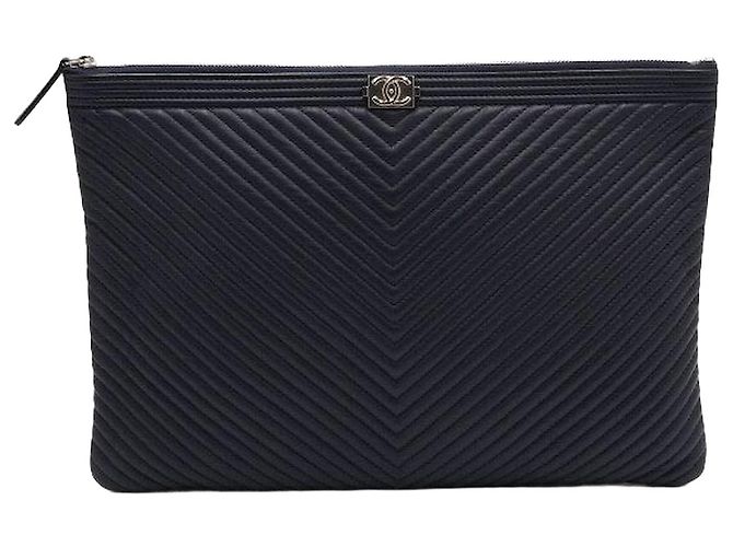 Chanel Gran Bolso de Mano en Azul Marino Oscuro